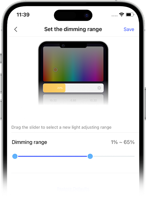 dimming range